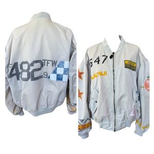 Avirex Vintage Flight MA-1 Flight Bomber Jacket Gray Rescue 482 TFW Mens XL